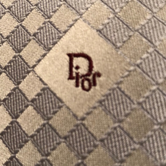 Vtg CHRISTIAN DIOR cravates LOGO Classic Luxe Paris NewYork Gray Diag Square NEW - Picture 6 of 16